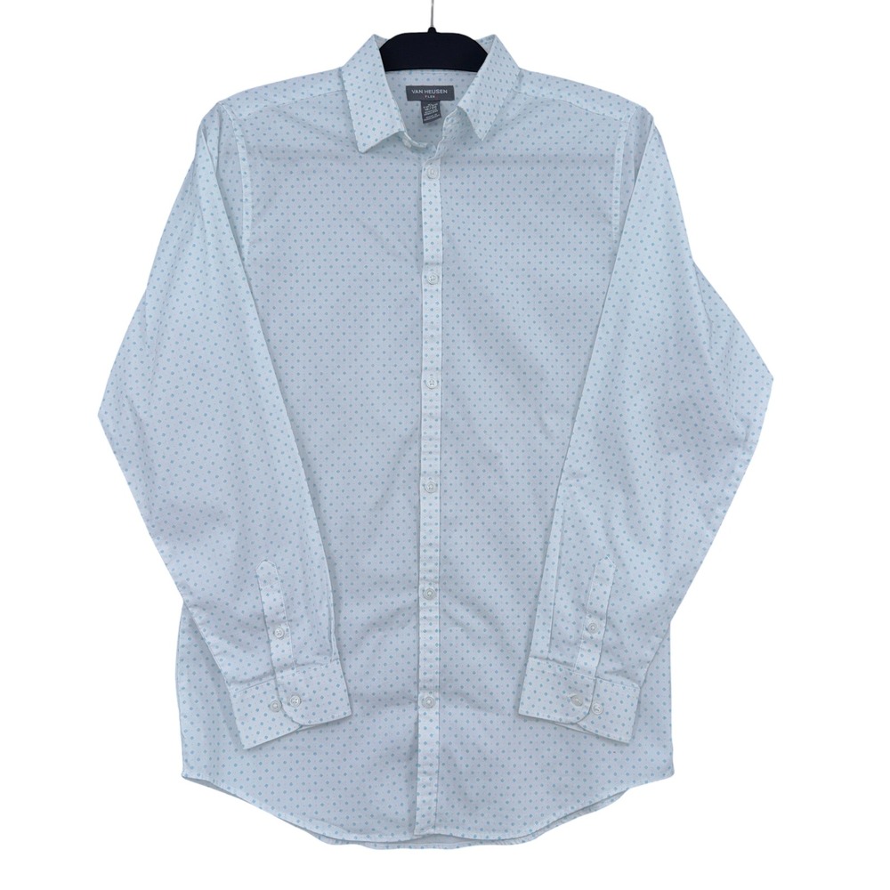 Van Heusen Flex Button Down Boys XL 18/20 Cotton Blend White Blue